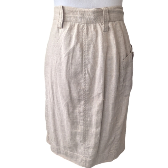 Vintage Ralph Lauren Country Linen Button Front Midi Skirt Size 4 - Picture 7 of 12
